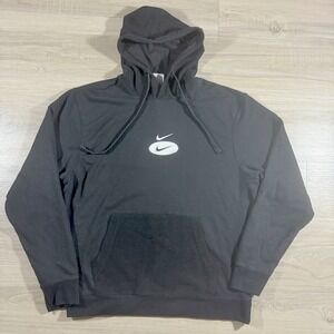 Nike Sportswear Swoosh League French Terry Pullover Hoodie Black Men Size‎ M Y2K